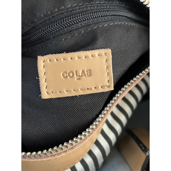 CoLab Handbag Tote 100% Leather White Tan Tassel Purse Preppy Traditional - Picture 8 of 9
